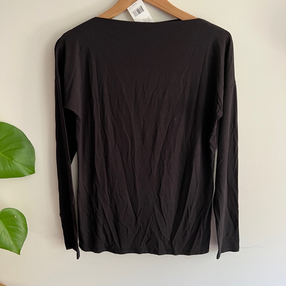 NWT - Vince Black Boat Neck Top with Long Sleeves - Size M